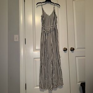 American Eagle Outfitters Navy and White Striped Jumpsuit